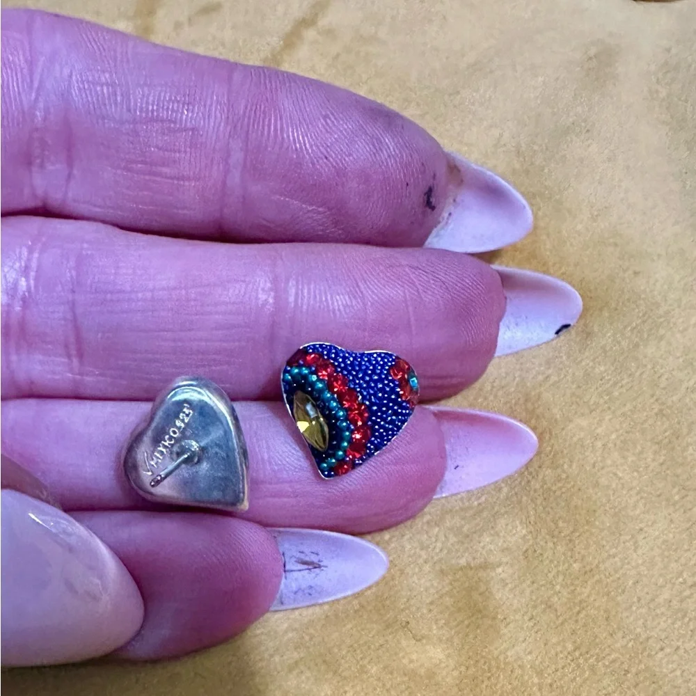 Beautiful UNIQUE sterling silver earrings with stone. Artisan made